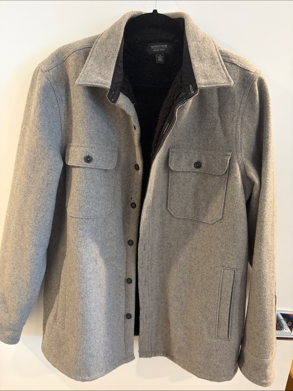 Nordstrom Men's Light Gray Wool-Blend Shirt Jacket
